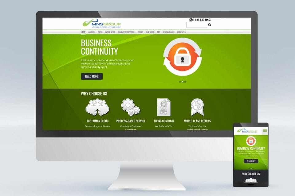 baltimore website home page design for mnsgroup.com